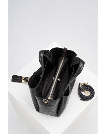 Luella Grey Etta Black Croc Small Tote