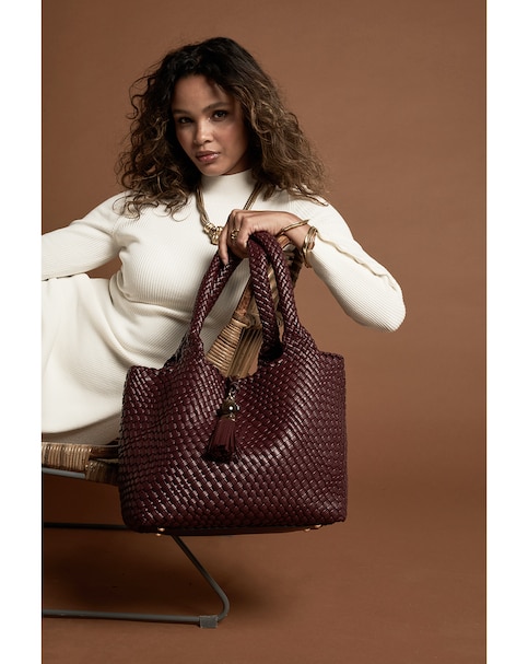 Luella Grey Saskia Black Cherry Woven Tote