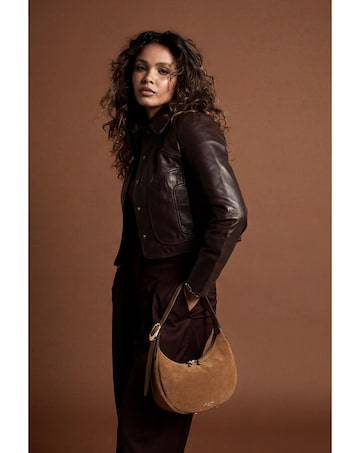 Luella Grey Blythe Tan Suede Scoop Shoulder Bag