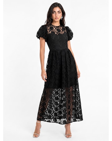 Lovedrobe Floral Lace Puff Sleeve Dress