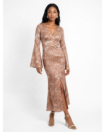 Maya Deluxe Satin Jacquard Dress