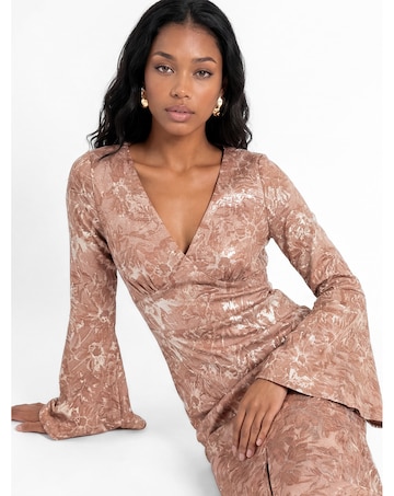 Maya Deluxe Satin Jacquard Dress