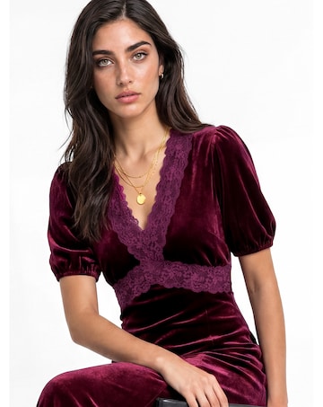 Lovedrobe V Neck Velvet Midaxi Dress
