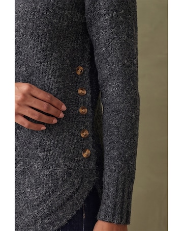 Roman Button Detail Curved Hem Jumper