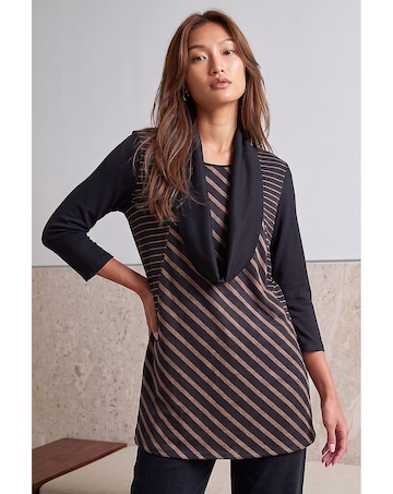 Roman Stripe Snood Tunic Top