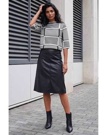 Roman Faux Leather Panel Pencil Skirt