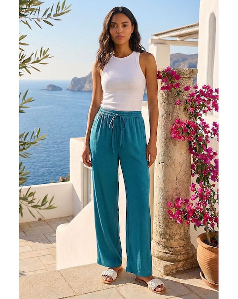 Roman Textured Wide Leg Trouser