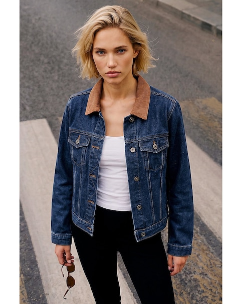 Roman Cord Collar Denim Jacket