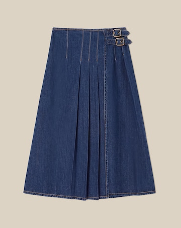 Monsoon Kitty Denim Kilt Midi Skirt