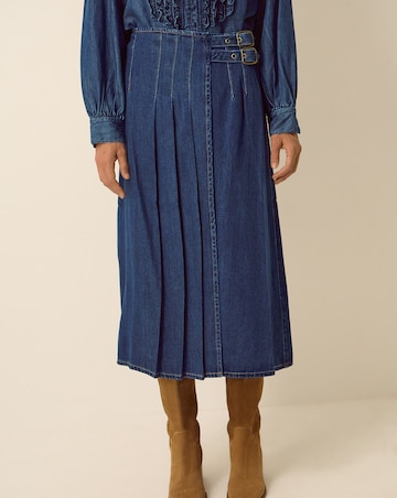 Monsoon Kitty Denim Kilt Midi Skirt