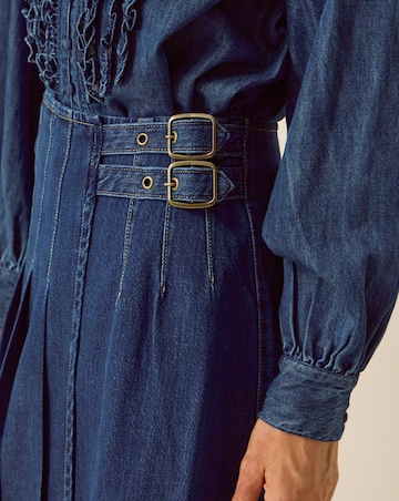 Monsoon Kitty Denim Kilt Midi Skirt