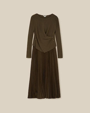 Monsoon Fiz Drape Pleated Midi Dress