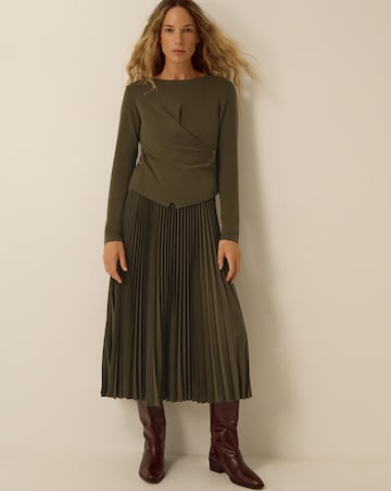 Monsoon Fiz Drape Pleated Midi Dress