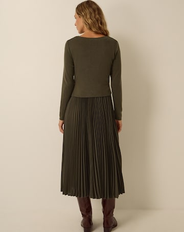 Monsoon Fiz Drape Pleated Midi Dress