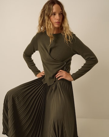 Monsoon Fiz Drape Pleated Midi Dress