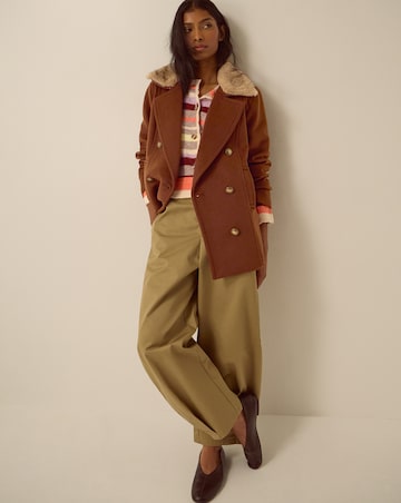 Monsoon Sabrina Faux Fur Collar Pea Coat
