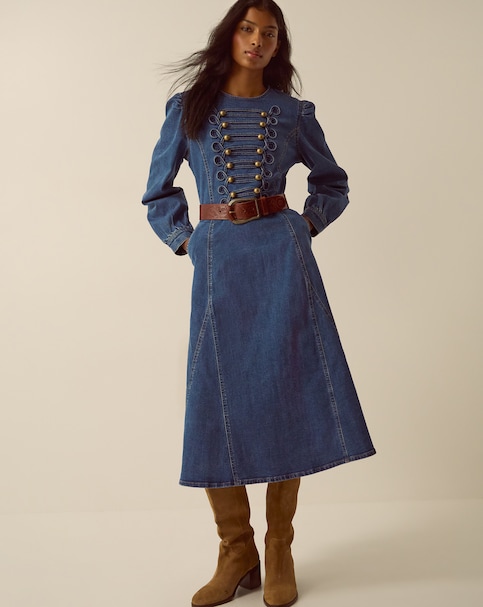 Monsoon Military Denim Midi Dress