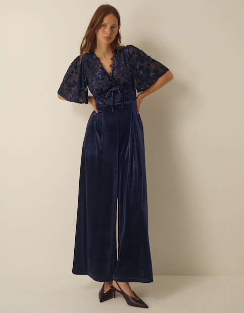 Monsoon Nadine Floral Velvet Jumpsuit