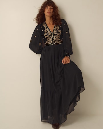 Monsoon Ella Floral Velvet Maxi Dress