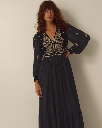 Monsoon Ella Floral Velvet Maxi Dress