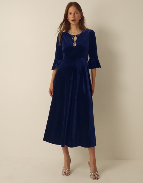 Monsoon Clara Velvet Midi Dress