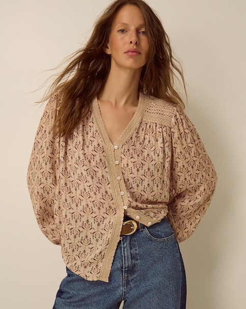 Monsoon Clementine Lace Print Top