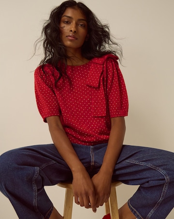 Monsoon Sue Polka Dot Bow Jumper