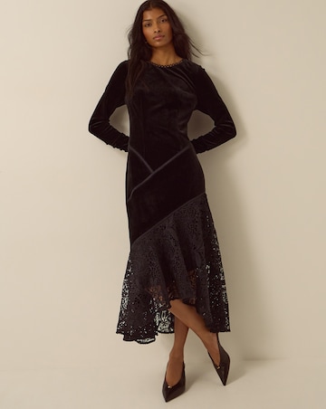 Monsoon Beatrix Velvet Lace Midi Dress