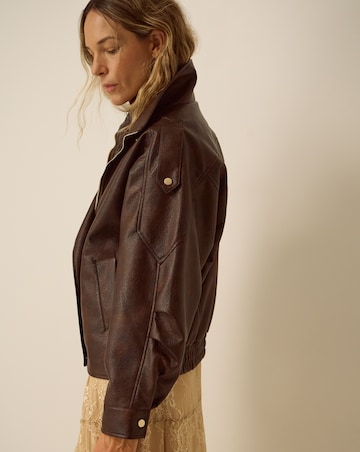 Monsoon Grace Faux Leather Bomber Jacket