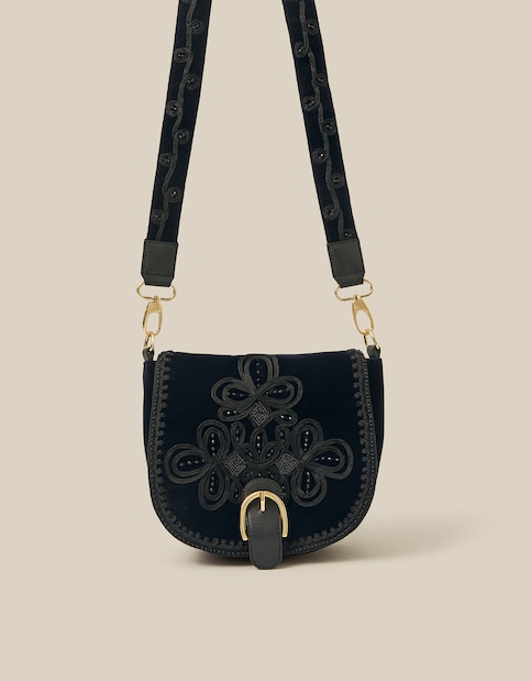 Monsoon Dori Velvet Crossbody Bag