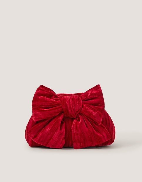Monsoon Taya Velvet Bow Clutch Bag