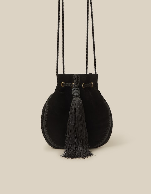 Monsoon Hope Tassel Velvet Pouch Bag