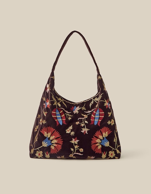 Monsoon Hatti Velvet  Shoulder Bag