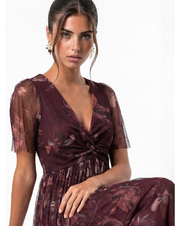 Anaya Floral Print V Neck Maxi Dress