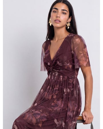Anaya Floral Print V Neck Maxi Dress