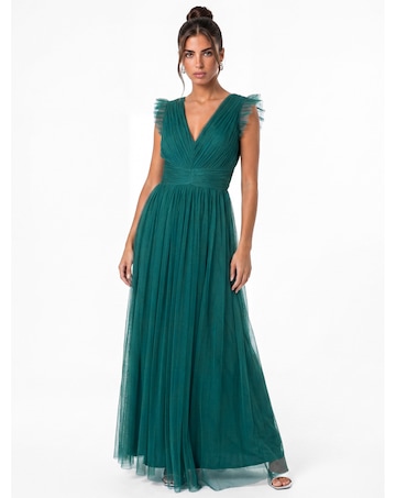 Anaya Flutter Sleeve Tulle Maxi Dress