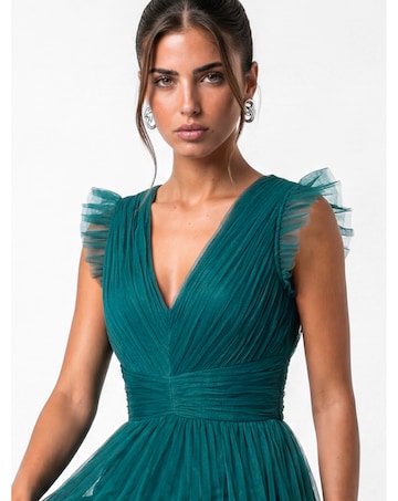 Anaya Flutter Sleeve Tulle Maxi Dress