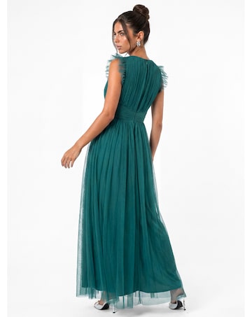 Anaya Flutter Sleeve Tulle Maxi Dress