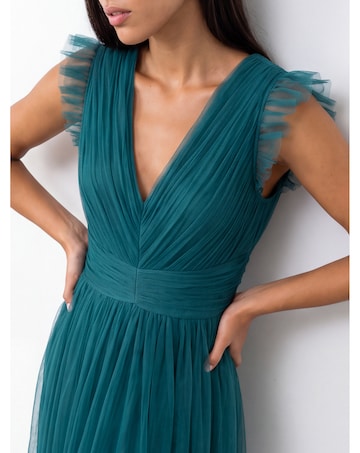 Anaya Flutter Sleeve Tulle Maxi Dress