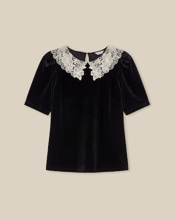 Monsoon Lenora Lace Collar Velvet Top