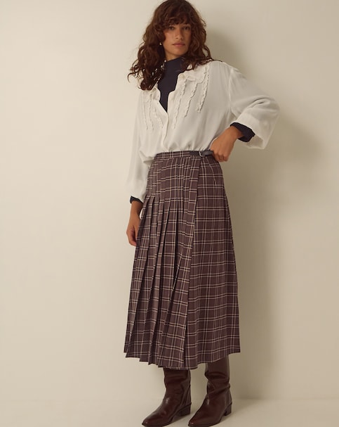 Monsoon Gracie Check Print Midi Skirt