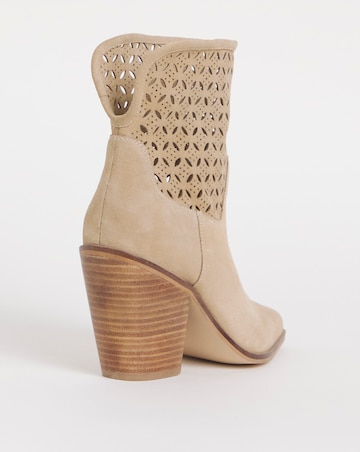 Joe Browns Natural Laser Cut Suede Cowboy Boot- Extra Wide Fit (EEE)