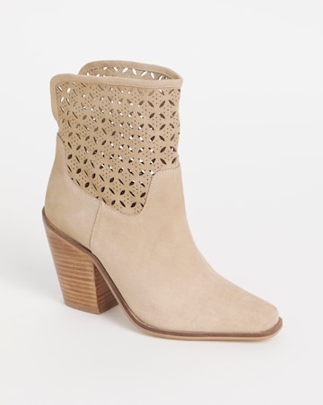Joe Browns Natural Laser Cut Suede Cowboy Boot- Extra Wide Fit (EEE)