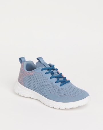 Cushion Walk Light Blue Lace Up Trainers- Extra Wide Fit (EEE)