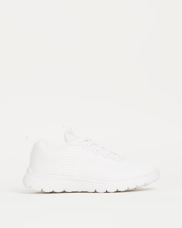 Cushion Walk White Lace Up Trainers -Wide Fit (E)