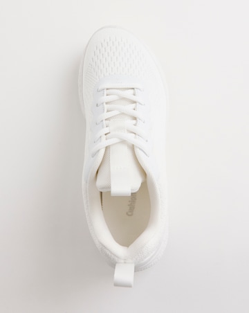 Cushion Walk White Lace Up Trainers -Wide Fit (E)