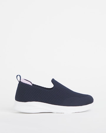 Cushion Walk Navy Arch Support Slip On Trainers- Extra Wide Fit (EEE)