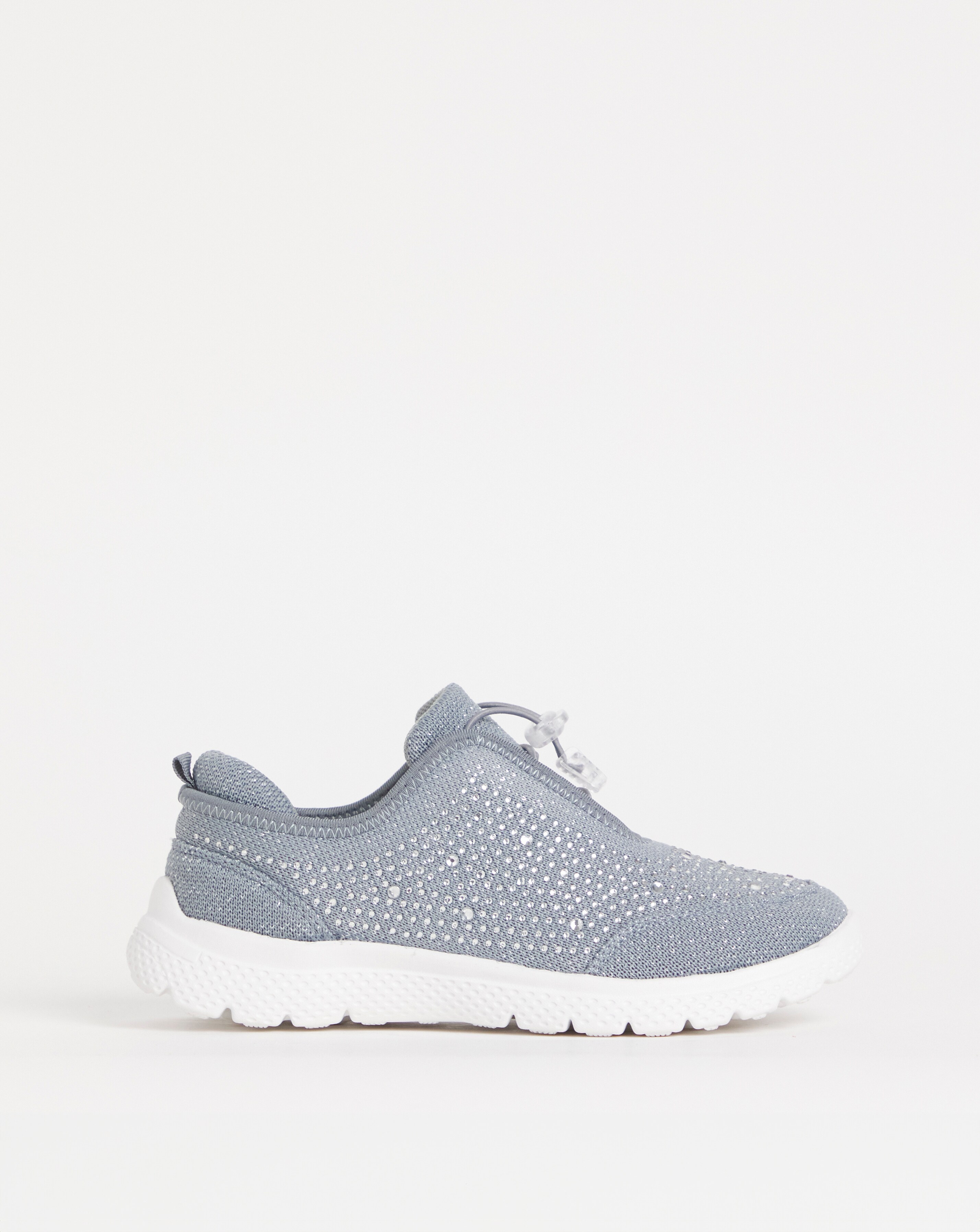 Cushion Walk Grey Glitter Crystal Toggle Trainers- Extra Wide Fit (EEE)