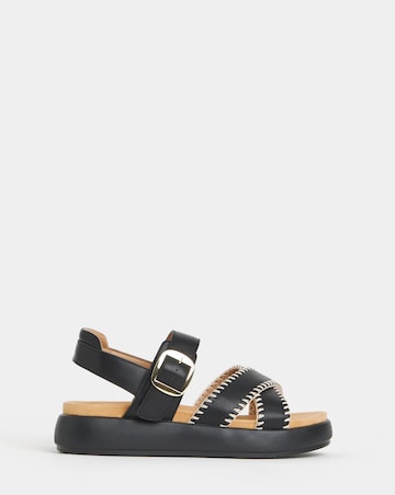 Heavenly Feet Dina Stitch Detail Buckle Sandals - Wide Fit (E)