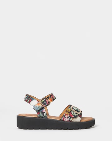 Heavenly Feet Sonja Floral Buckle Platform Sandals - Wide Fit (E)